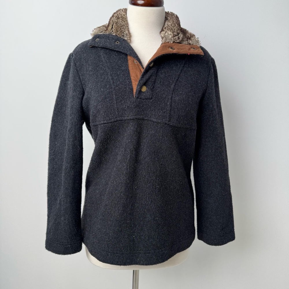 Orvis Dark Gray Jacket with Faux Fur Collar size small womens